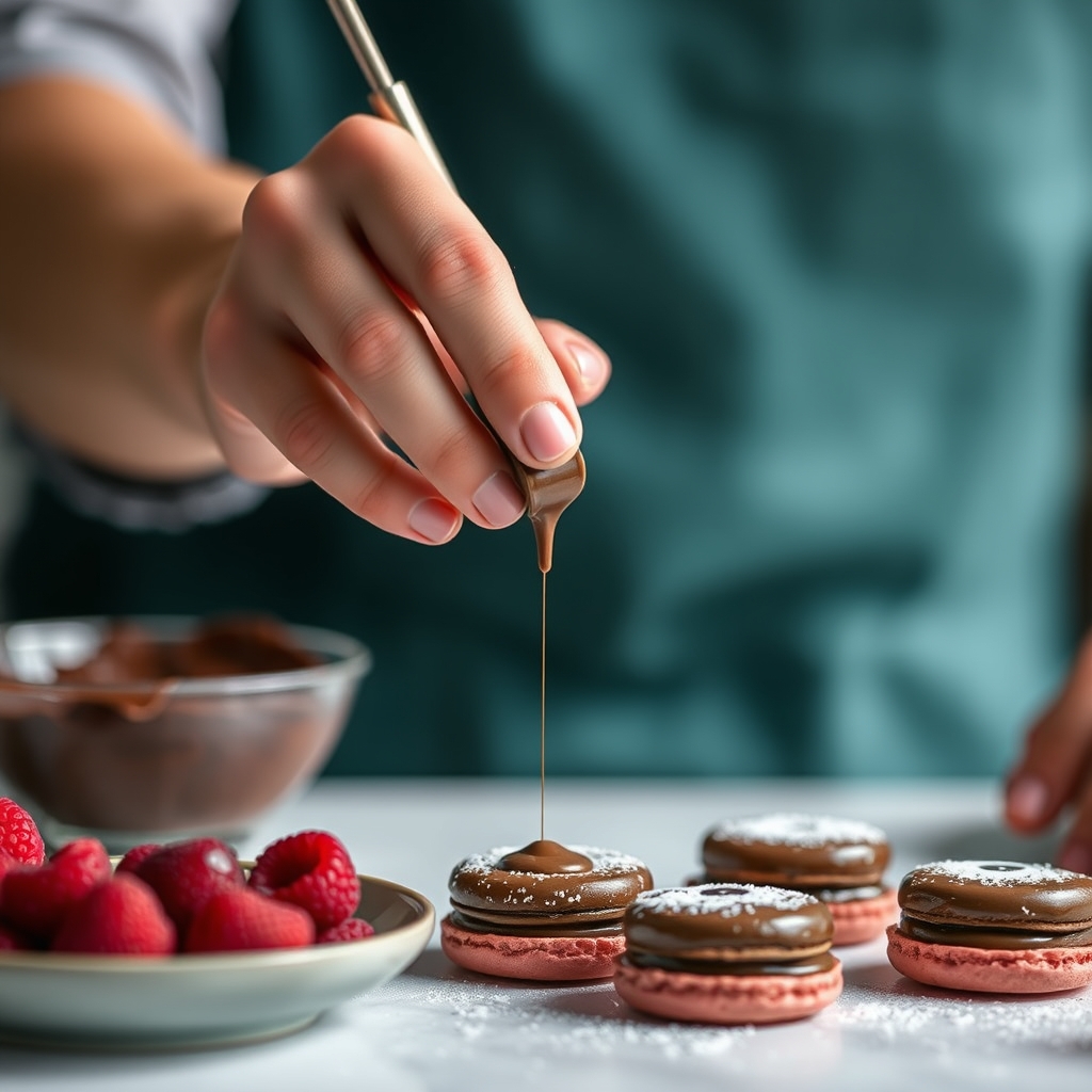 Réalisation de la Ganache au Chocolat ou à la Framboise — Recette de macarons basques