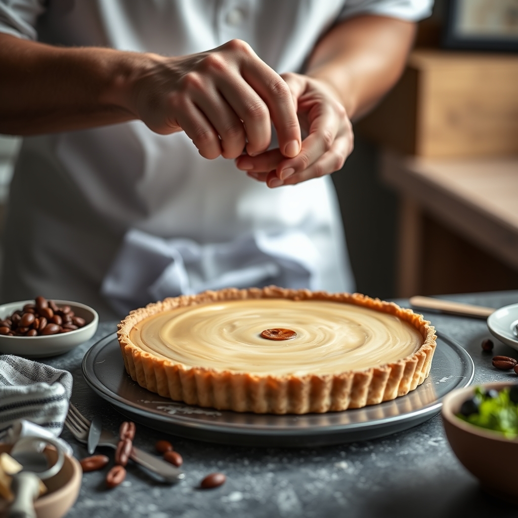 Assemblage et cuisson de la tarte — Recette de tarte aux pralines basque