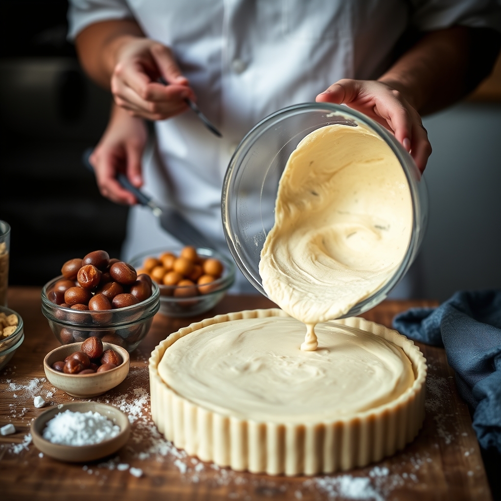 Les ingrédients et la préparation de la pâte feuilletée — Recette de tarte aux pralines basque