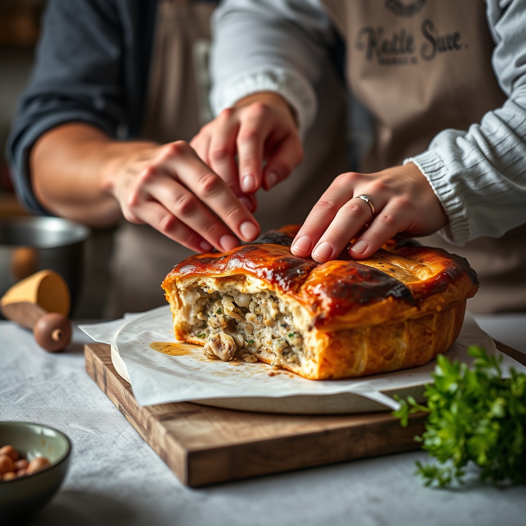 Assemblage et cuisson de la tourtière — Recette de tourtière basque